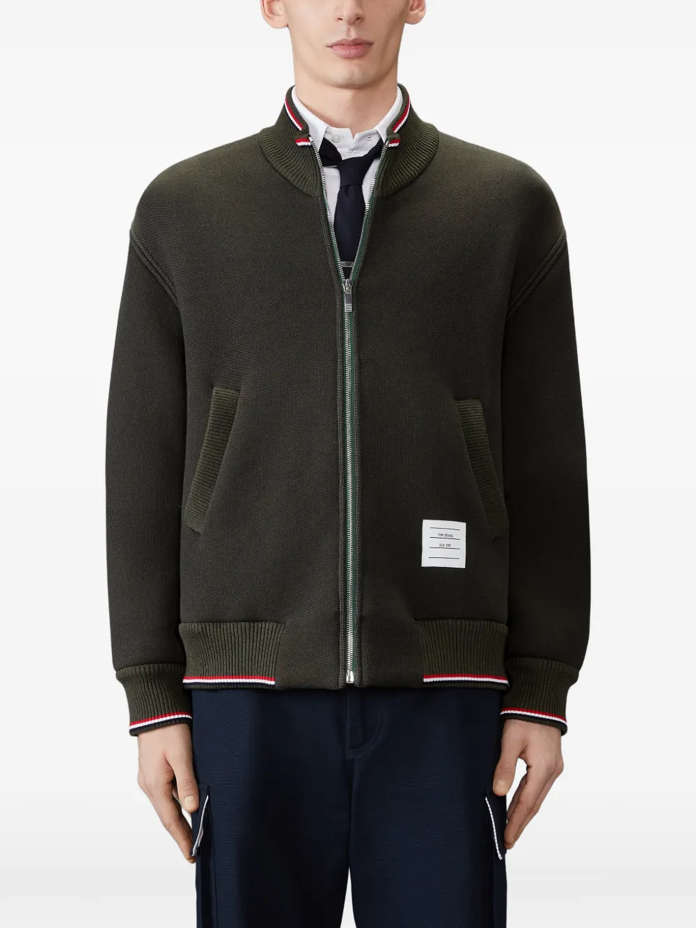 Thom Browne Loopback oversized jack met RWB-streep Groen