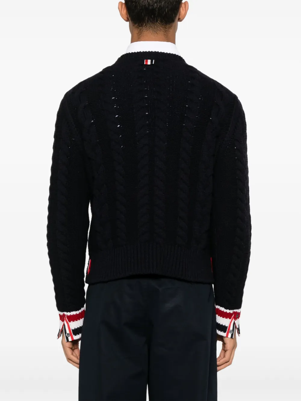 Thom Browne Kabelgebreide trui met RWB-streep Blauw