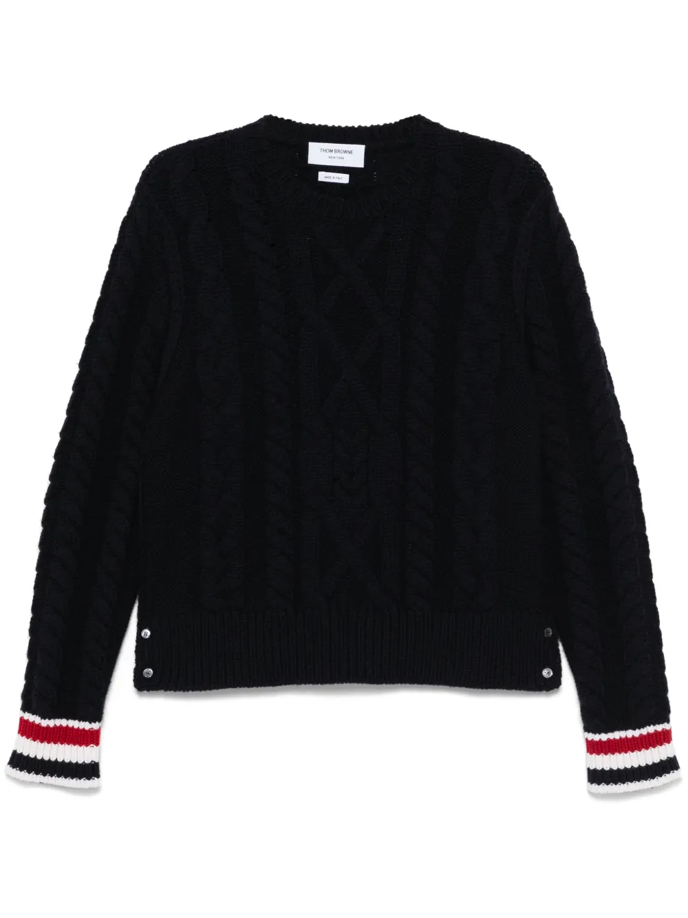 Thom Browne Kabelgebreide trui met RWB-streep Blauw