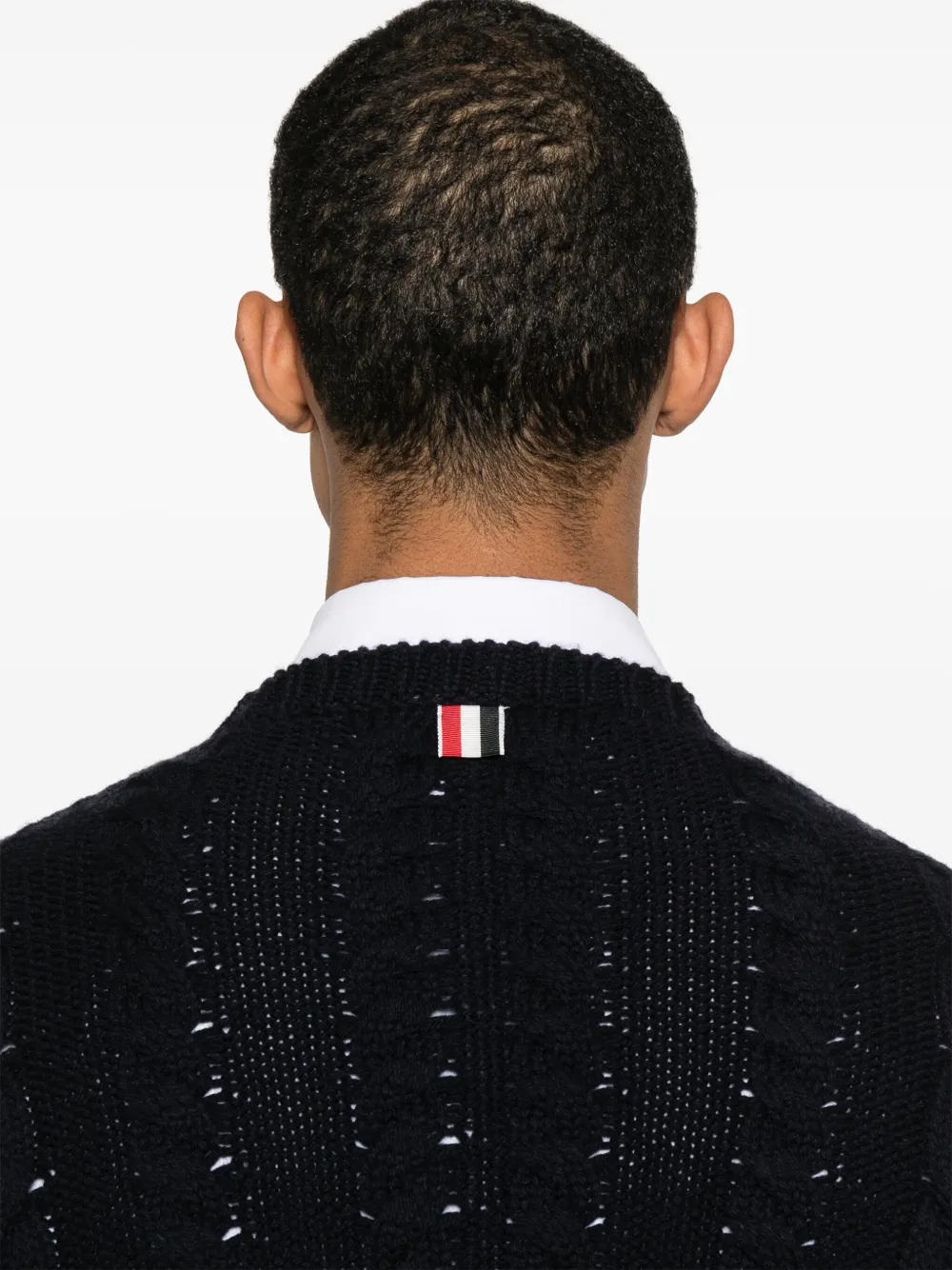 Thom Browne Kabelgebreide trui met RWB-streep Blauw