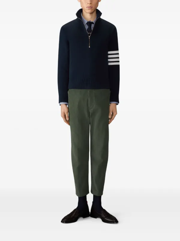 Thom Browne stripe-detail half-zip Sweater | Blue | FARFETCH