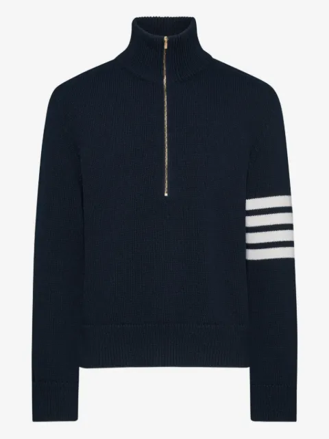 Thom Browne merino wool 4-bar funnel neck pullover