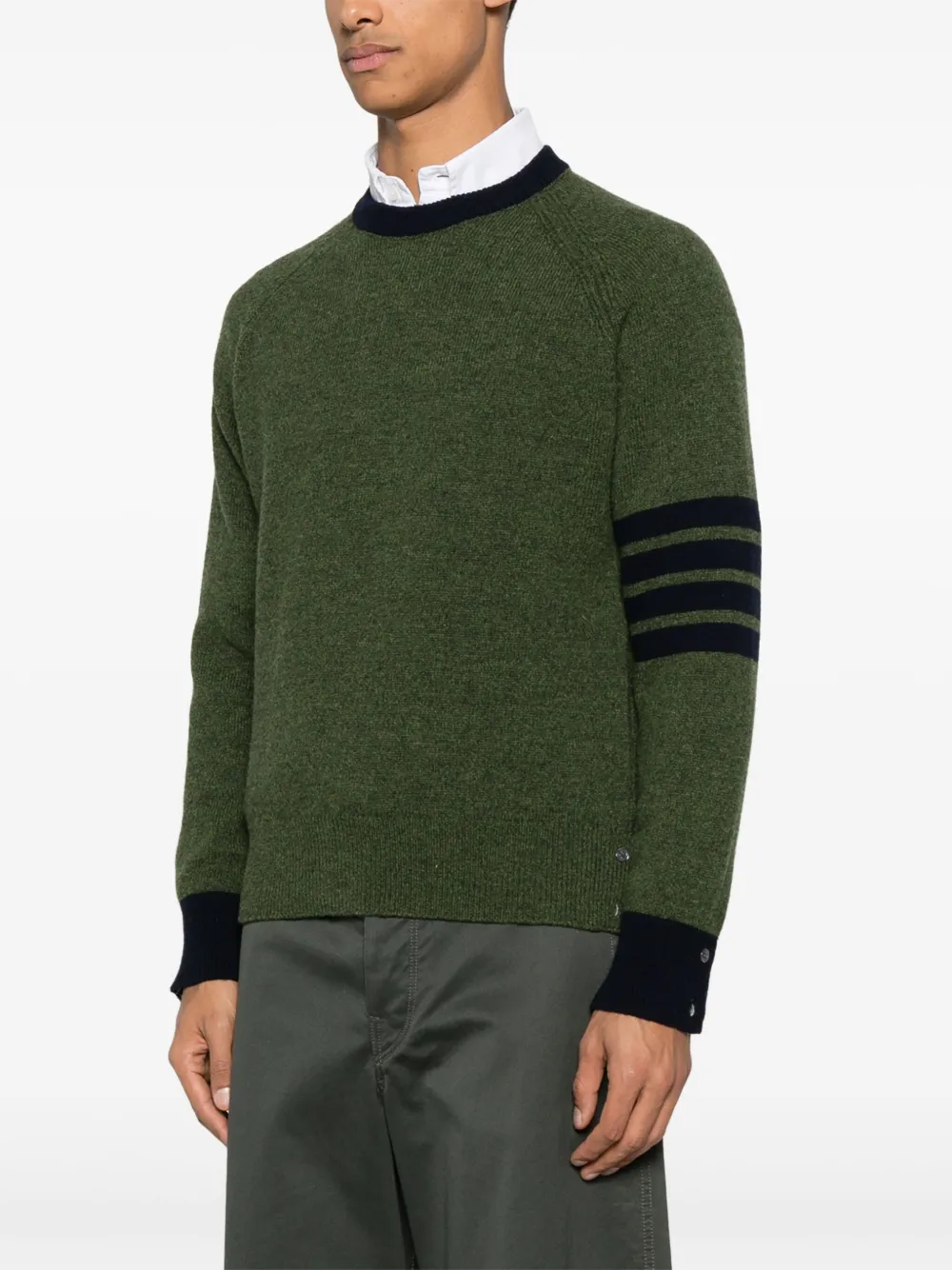 Thom Browne 4 Bar Stripe wollen trui Groen