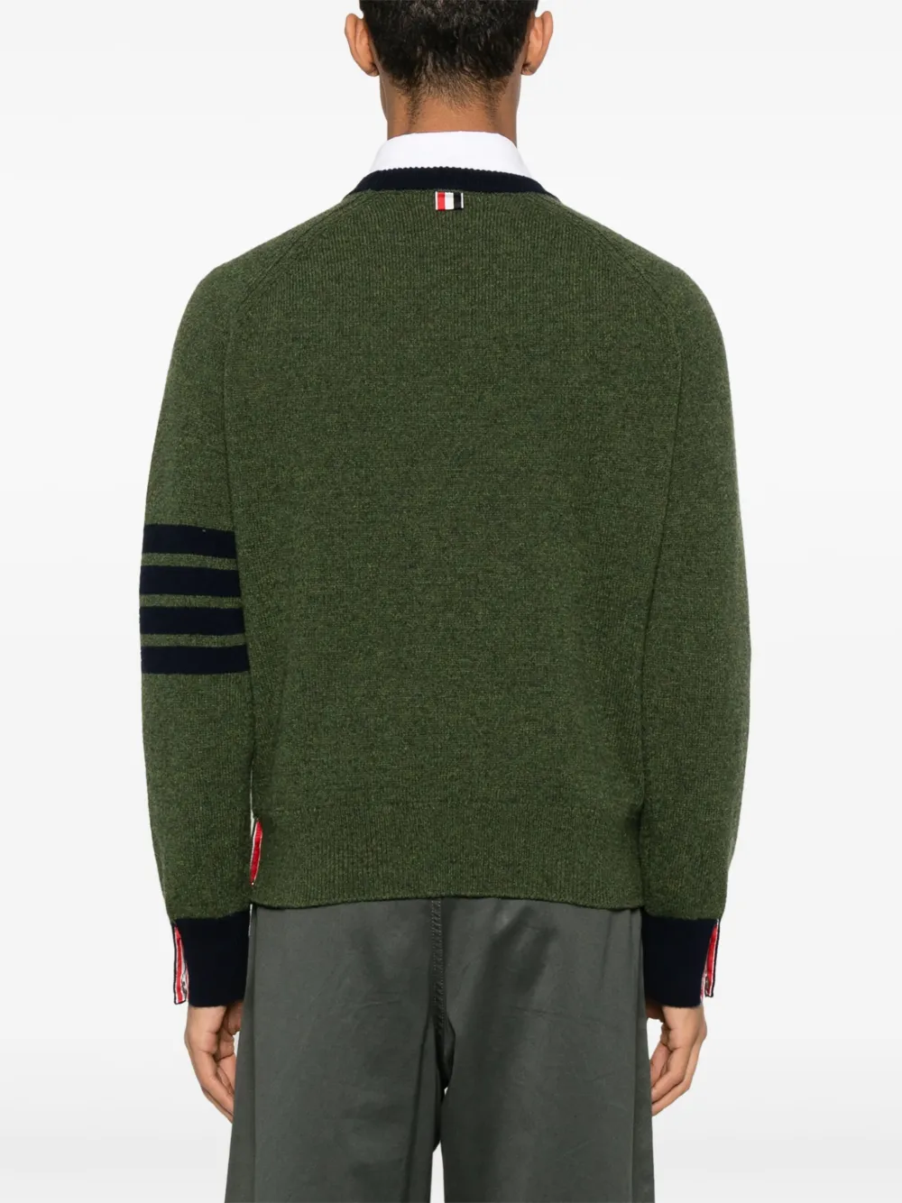 Thom Browne 4 Bar Stripe wollen trui Groen