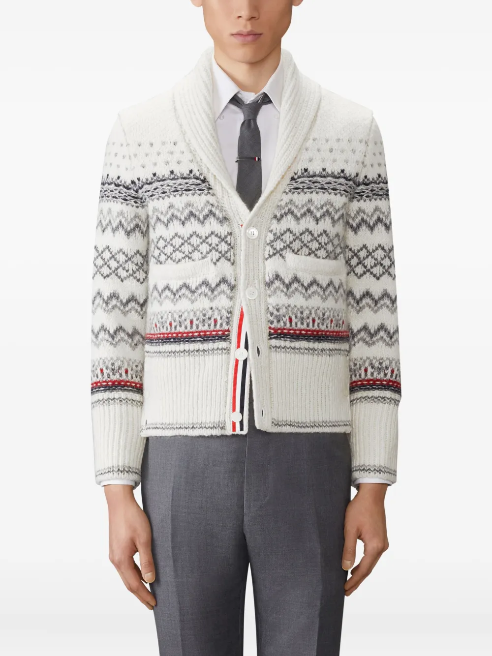 Thom Browne Donegal gebreid tweed vest Wit