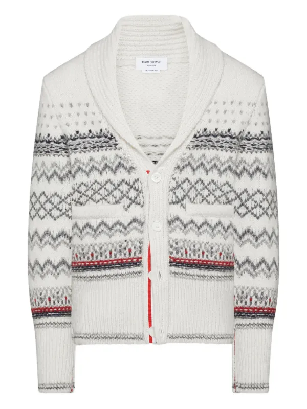 Thom Browne Donegal カーディガン | ホワイト | FARFETCH JP