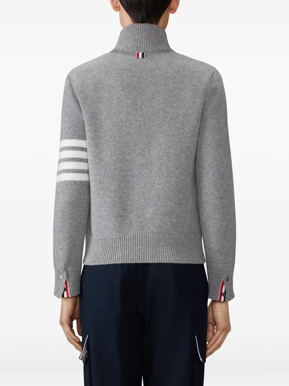 Thom Browne Trui met gestreept detail en rits Grijs