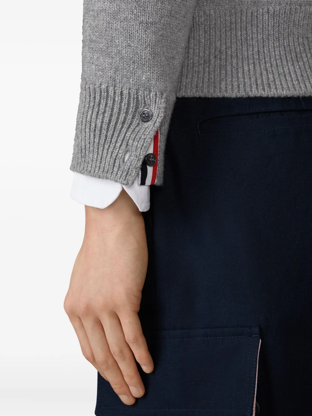 Thom Browne Trui met gestreept detail en rits Grijs