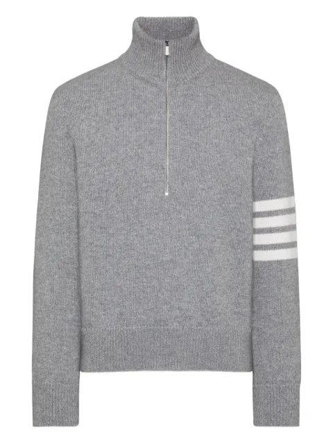 Thom Browne stripe-detail zip-neck sweater