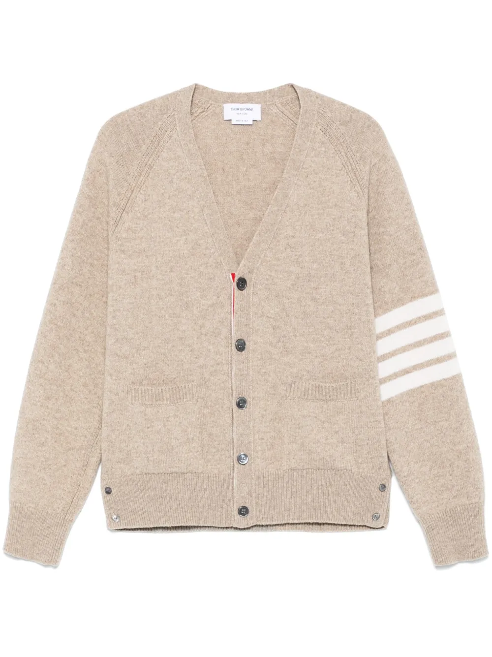 Thom Browne 4BAR ストライプ シェトランドウール カーディガン - ニュートラル Thom Browne 4BAR ストライプ シェトランドウール カーディガン - ニュートラル
