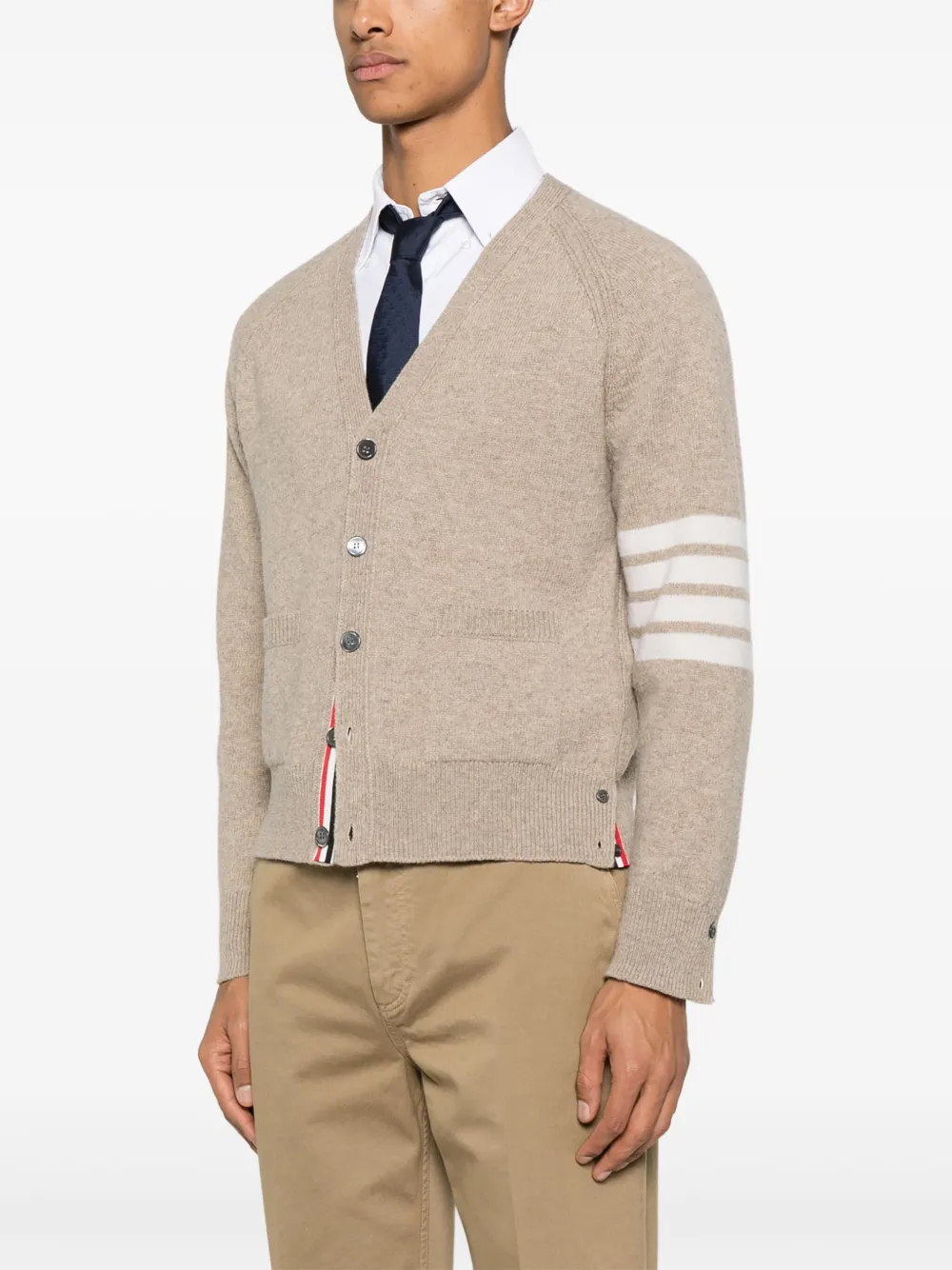 Thom Browne 4 Bar Stripe wollen vest Beige