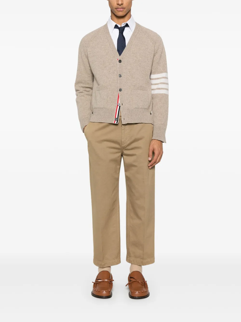 Thom Browne 4 Bar Stripe wollen vest Beige