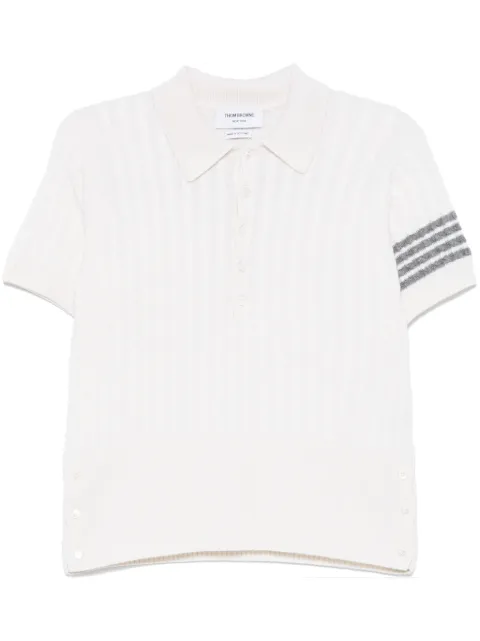 Thom Browne cable stitch 4 Bar Stripe polo shirt