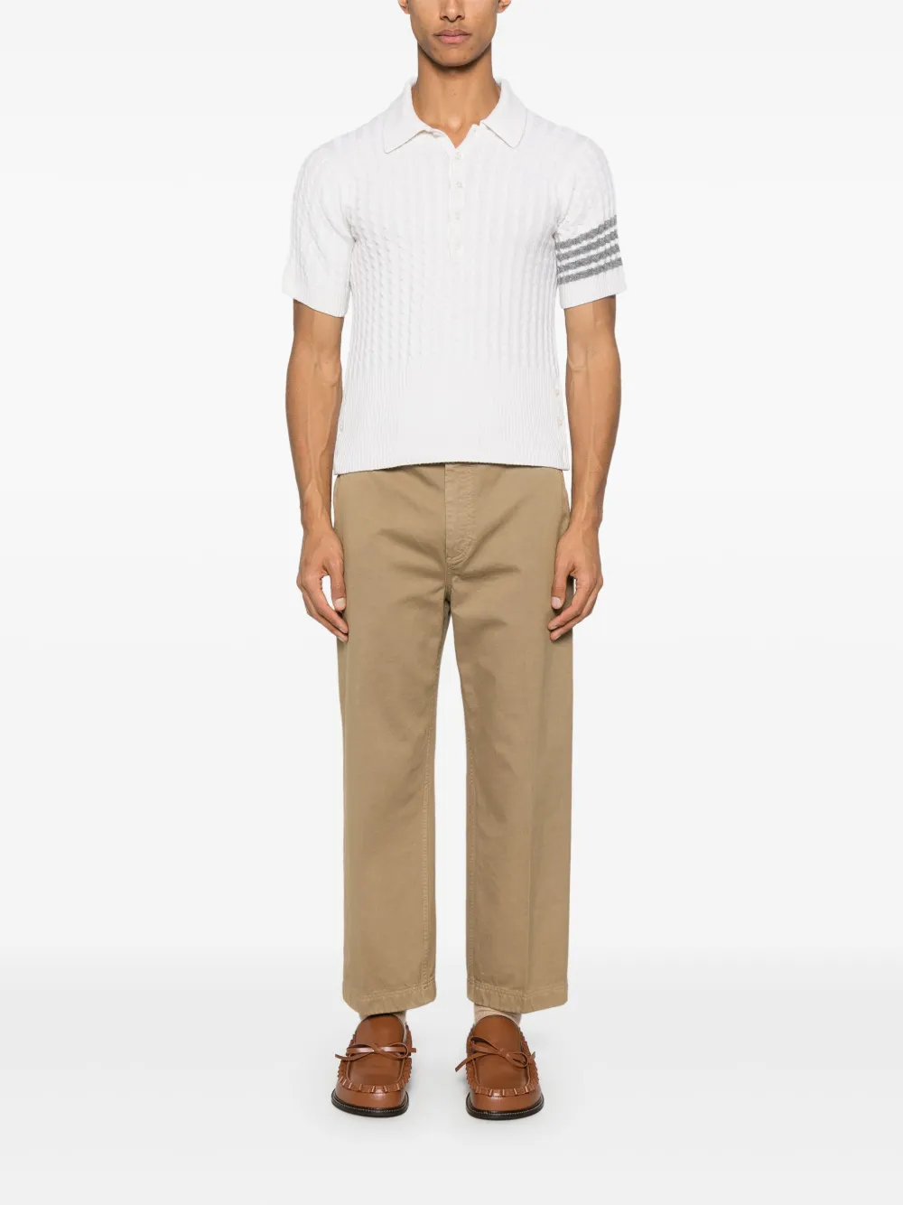 Thom Browne 4 Bar Stripe poloshirt met stiksels - Wit
