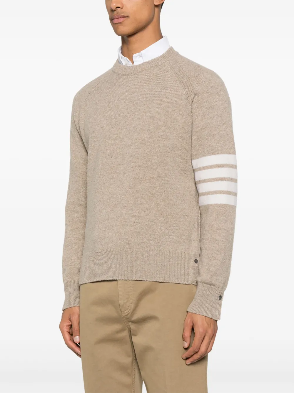 Thom Browne 4 Bar Stripe wollen trui Bruin