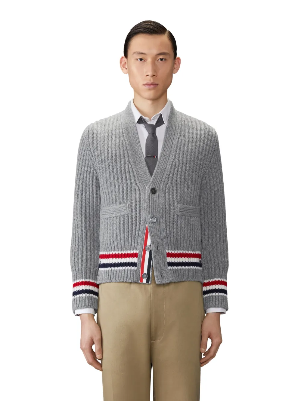 Thom Browne ribbed v-neck cardigan | Cardigans | Image 2