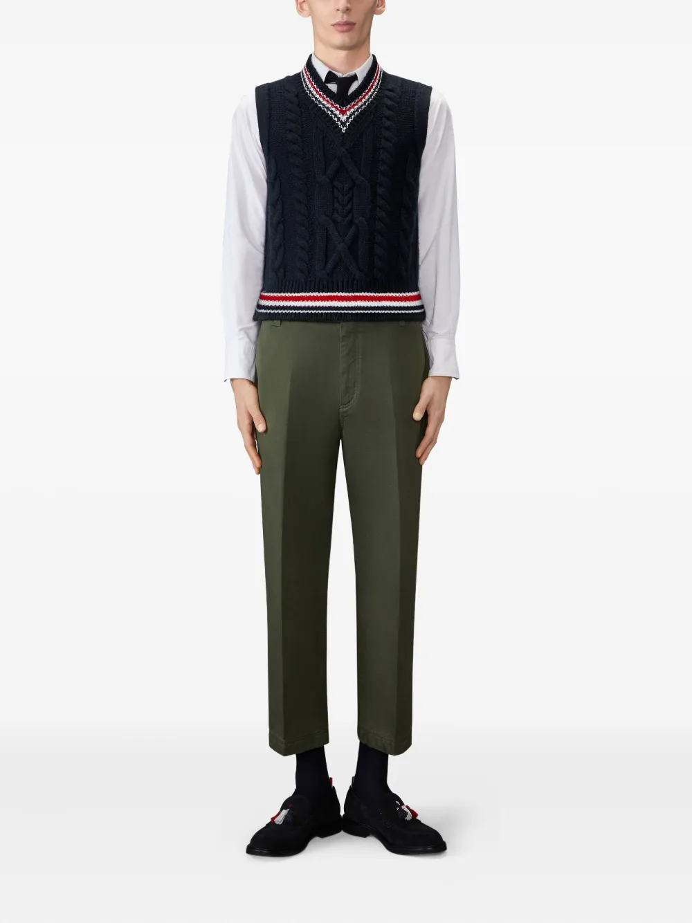 Thom Browne Kabelgebreide spencer - Blauw