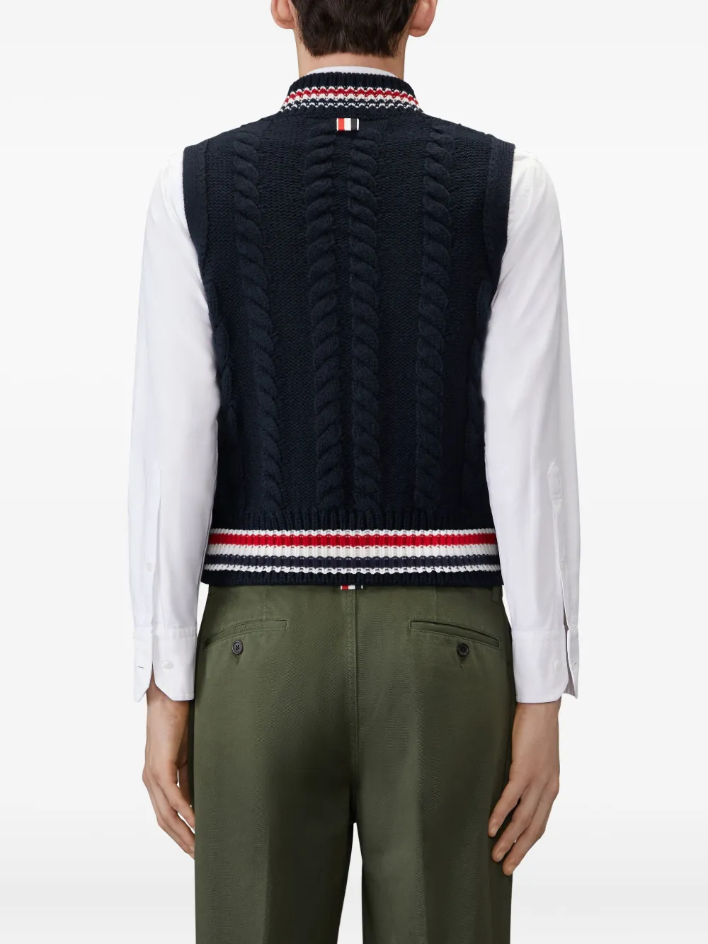 Thom Browne Aran kabelgebreid wollen vest Blauw