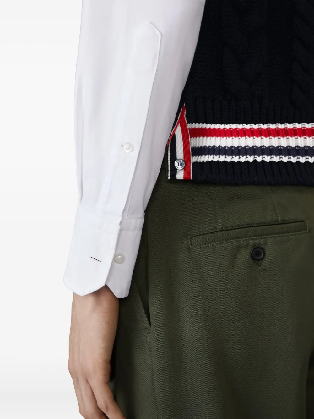 Thom Browne Aran kabelgebreid wollen vest Blauw