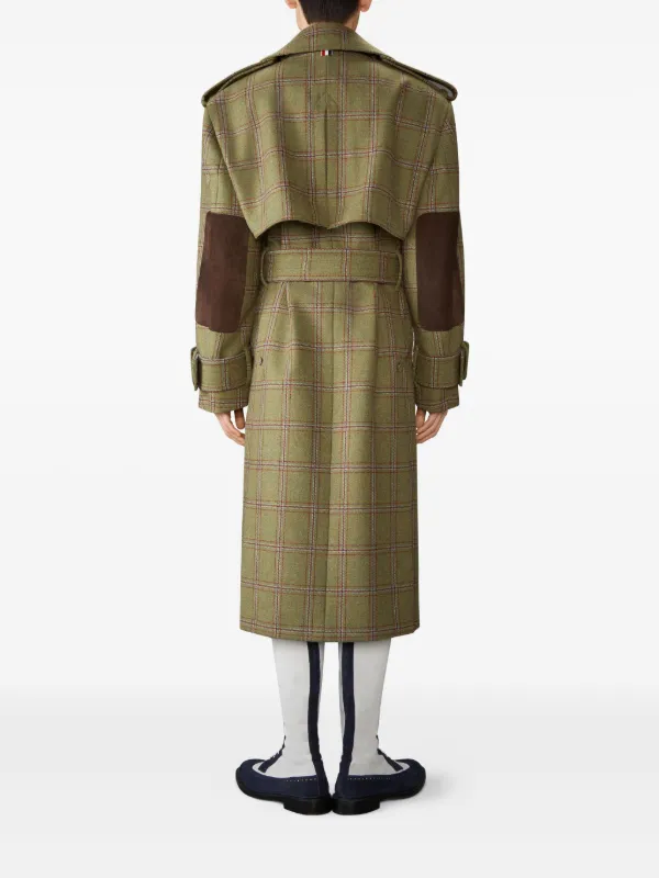 Thom Browne Hunting Tweed Oversized Trench | Green | FARFETCH