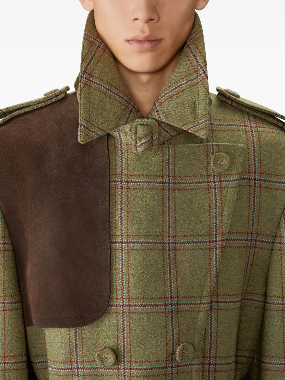 Thom Browne Hunting tweed trenchcoat Groen