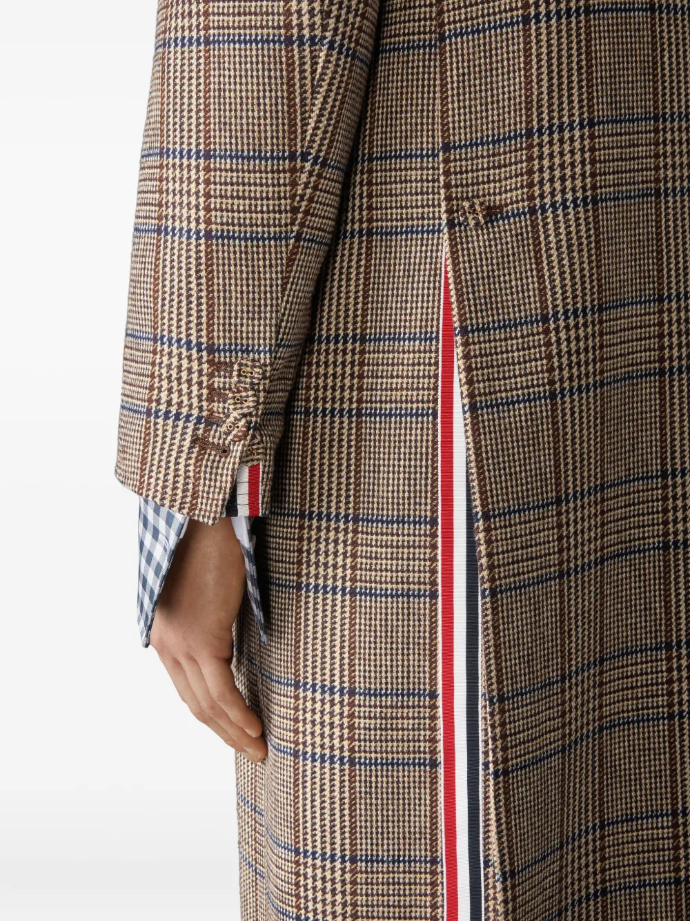 Thom Browne Check-pattern Coat In Brown