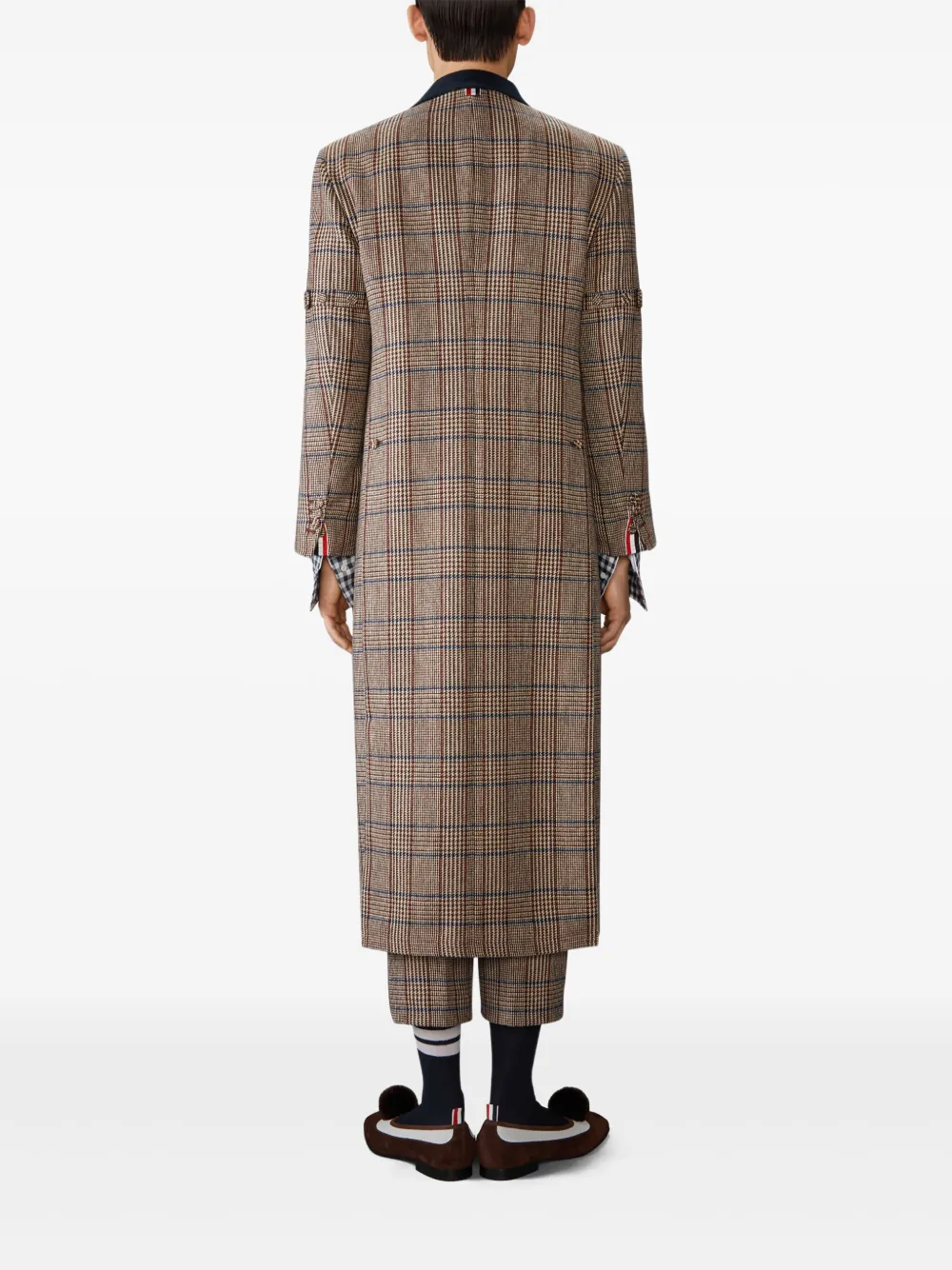 Thom Browne Check-pattern Coat In Brown