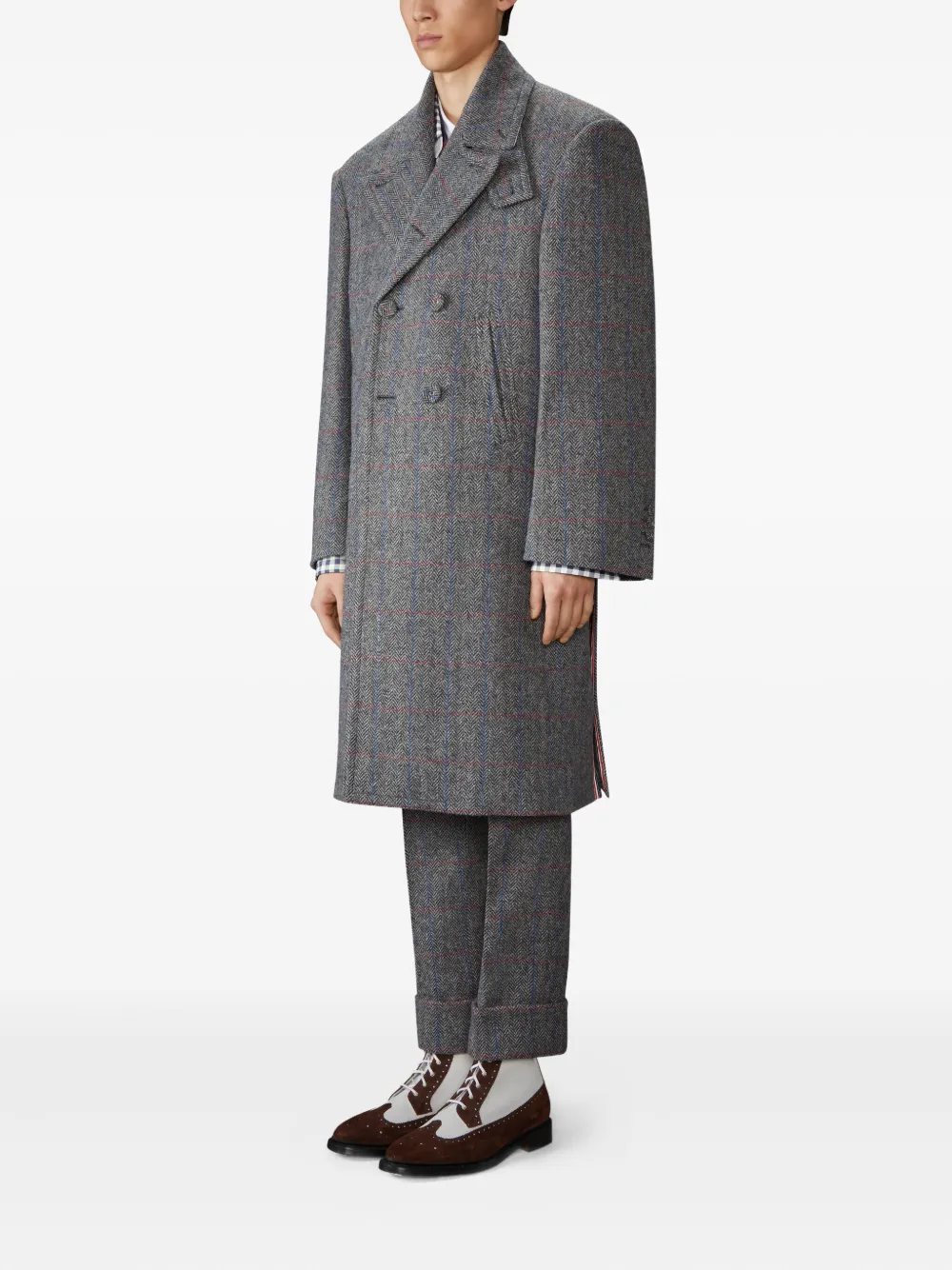 【美品】Thom Browne ピーコート Thom Browne Hunting ツイード ピーコート | グレー | FARFETCH JP