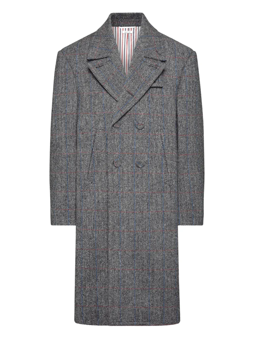Thom Browne checked double-breasted coat | Grey | Image 1