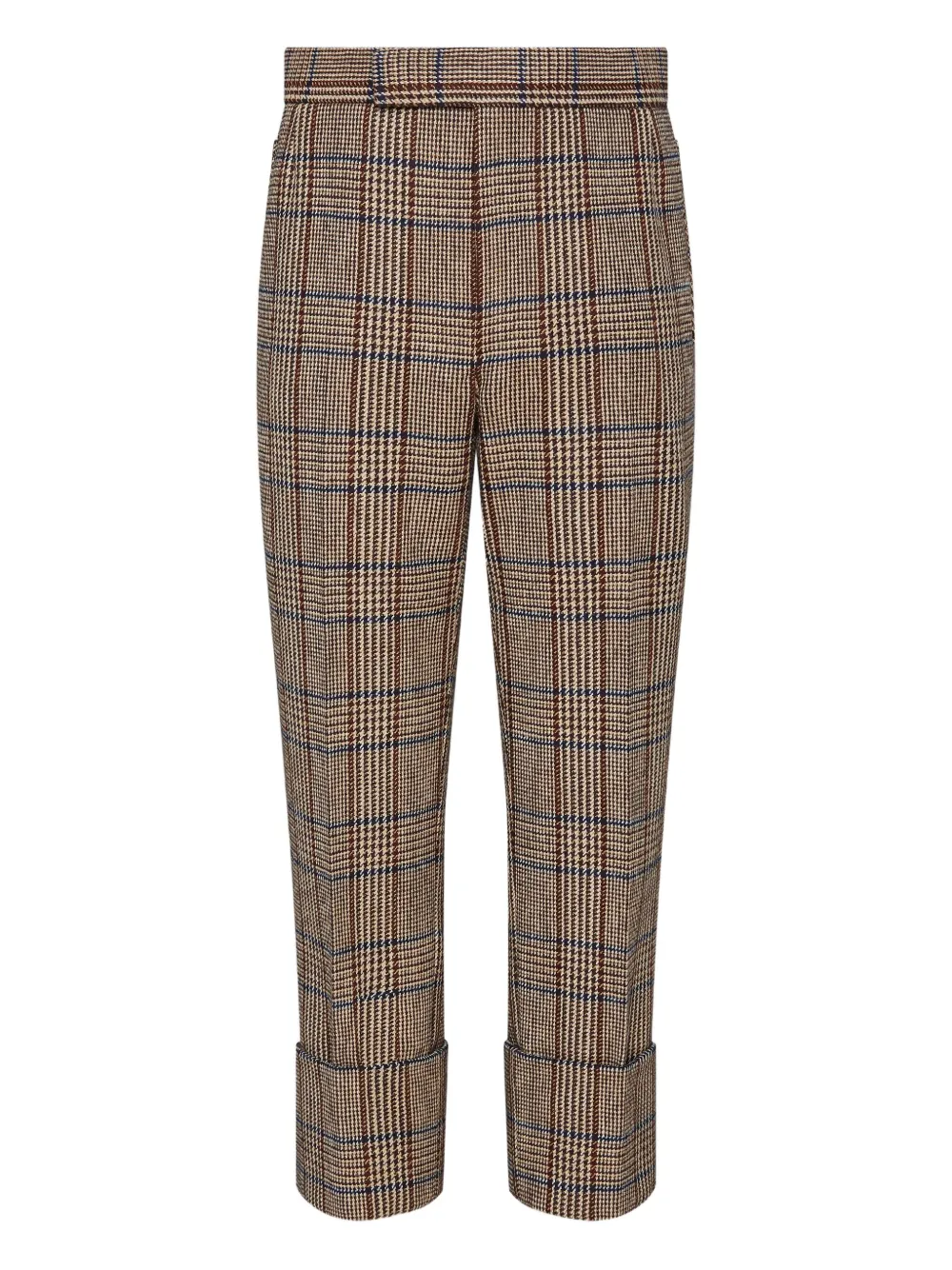Thom Browne Backstrap Check-print Trousers In Brown