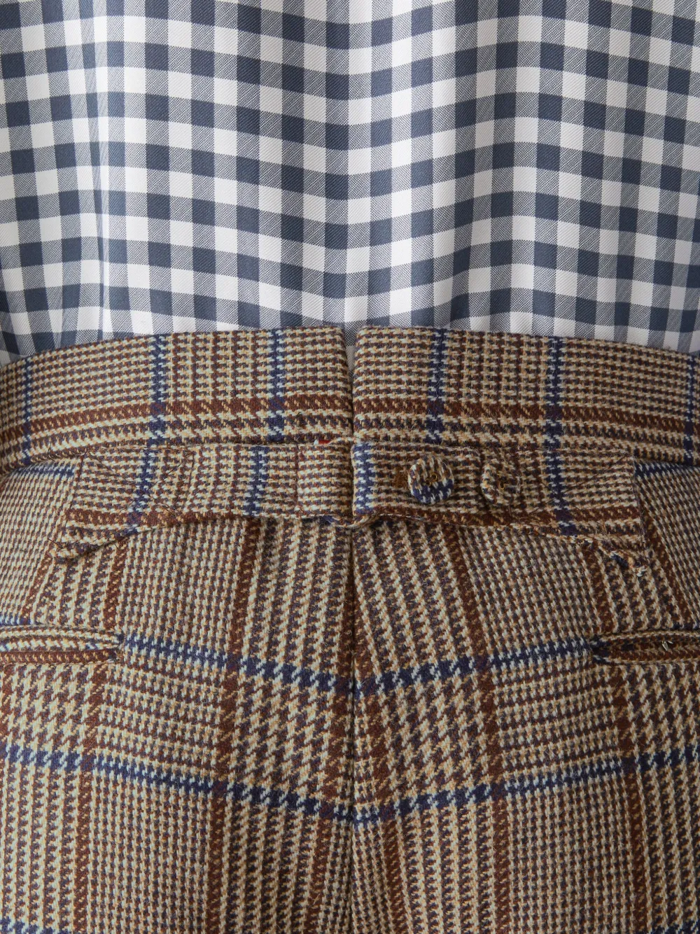 Thom Browne Backstrap Check-print Trousers In Brown