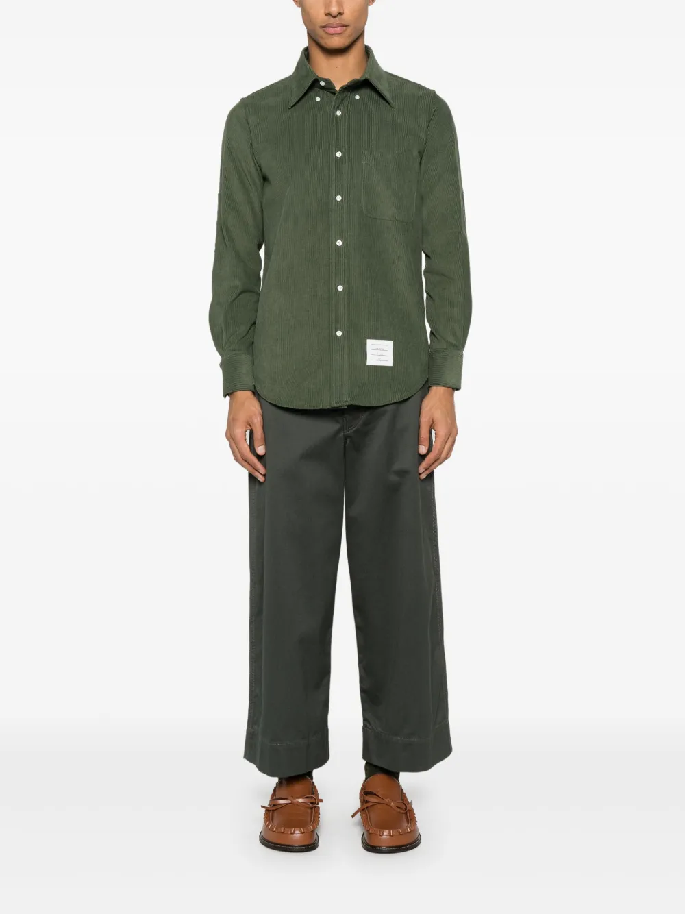 Thom Browne Ribfluwelen overhemd - Groen