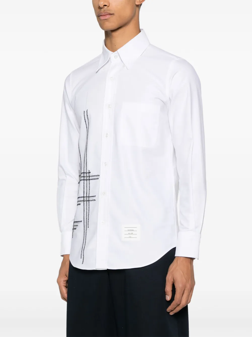 Thom Browne Overhemd met stiksels en ketting Wit