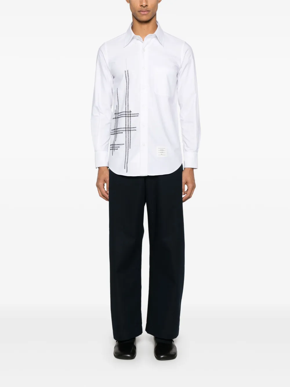 Thom Browne Overhemd met stiksels en ketting - Wit