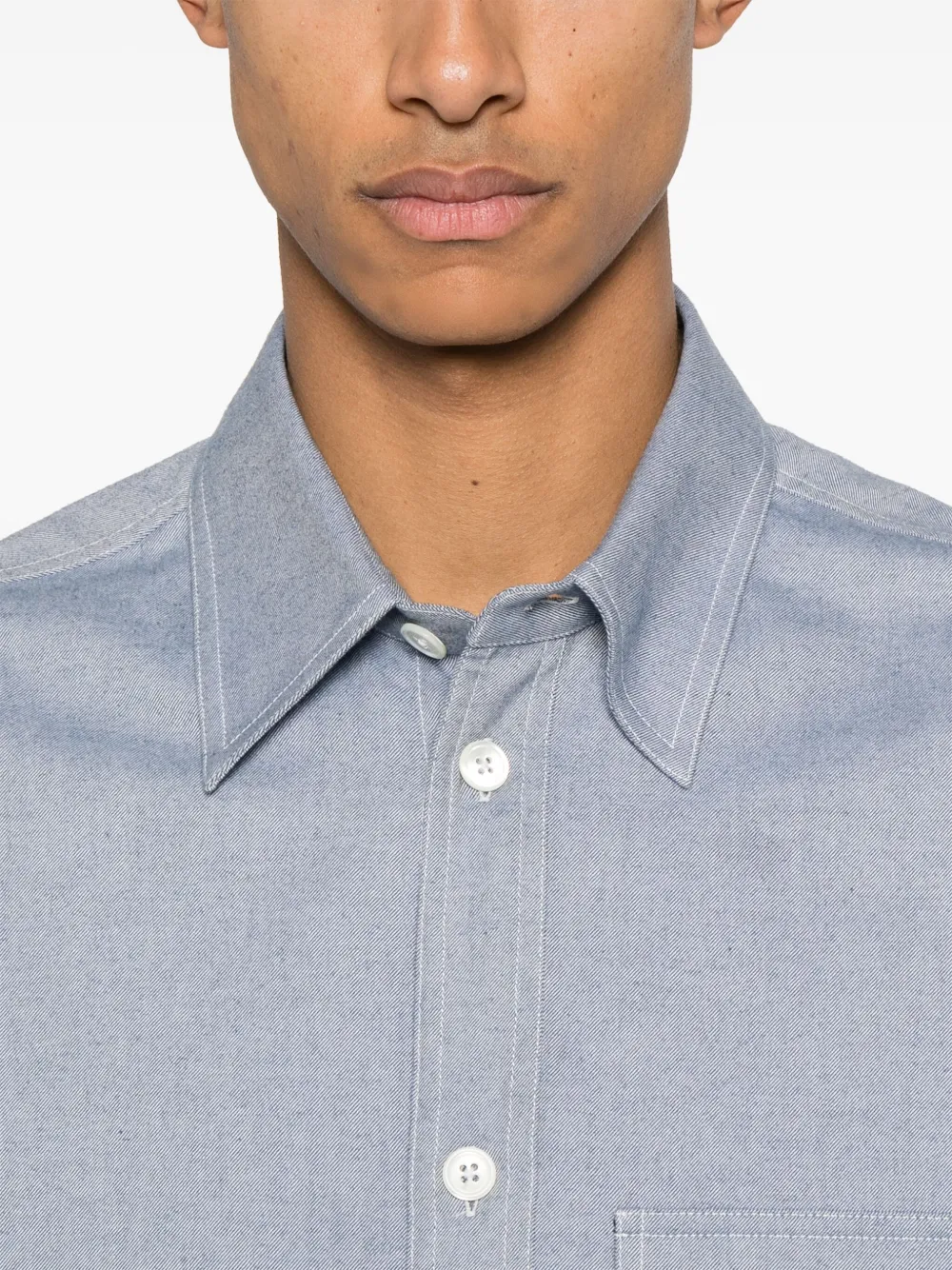 Thom Browne Straight Fit 4 Bar Shirt In Blue