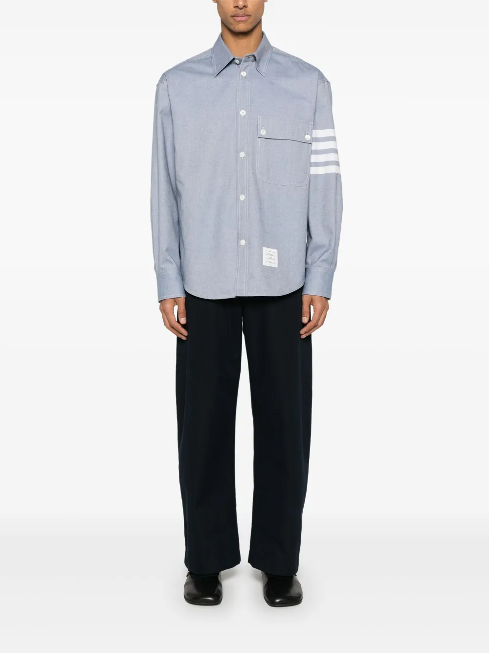Thom Browne 4 Bar Stripe flanellen overhemd - Blauw