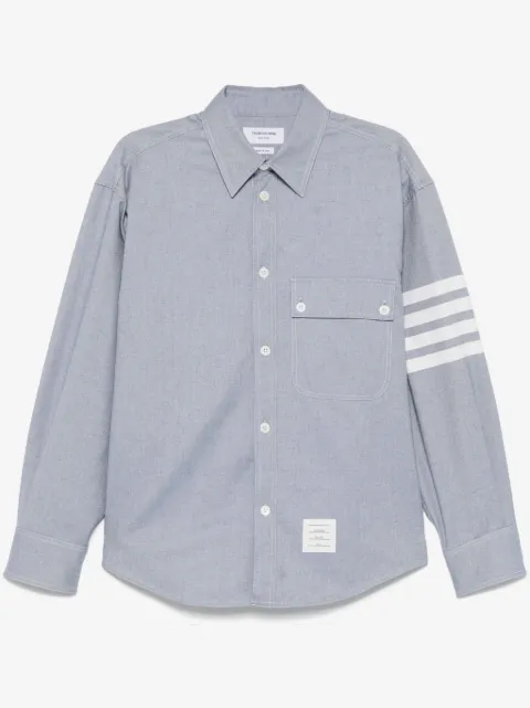 Thom Browne woven flannel 4-Bar oversized shirt