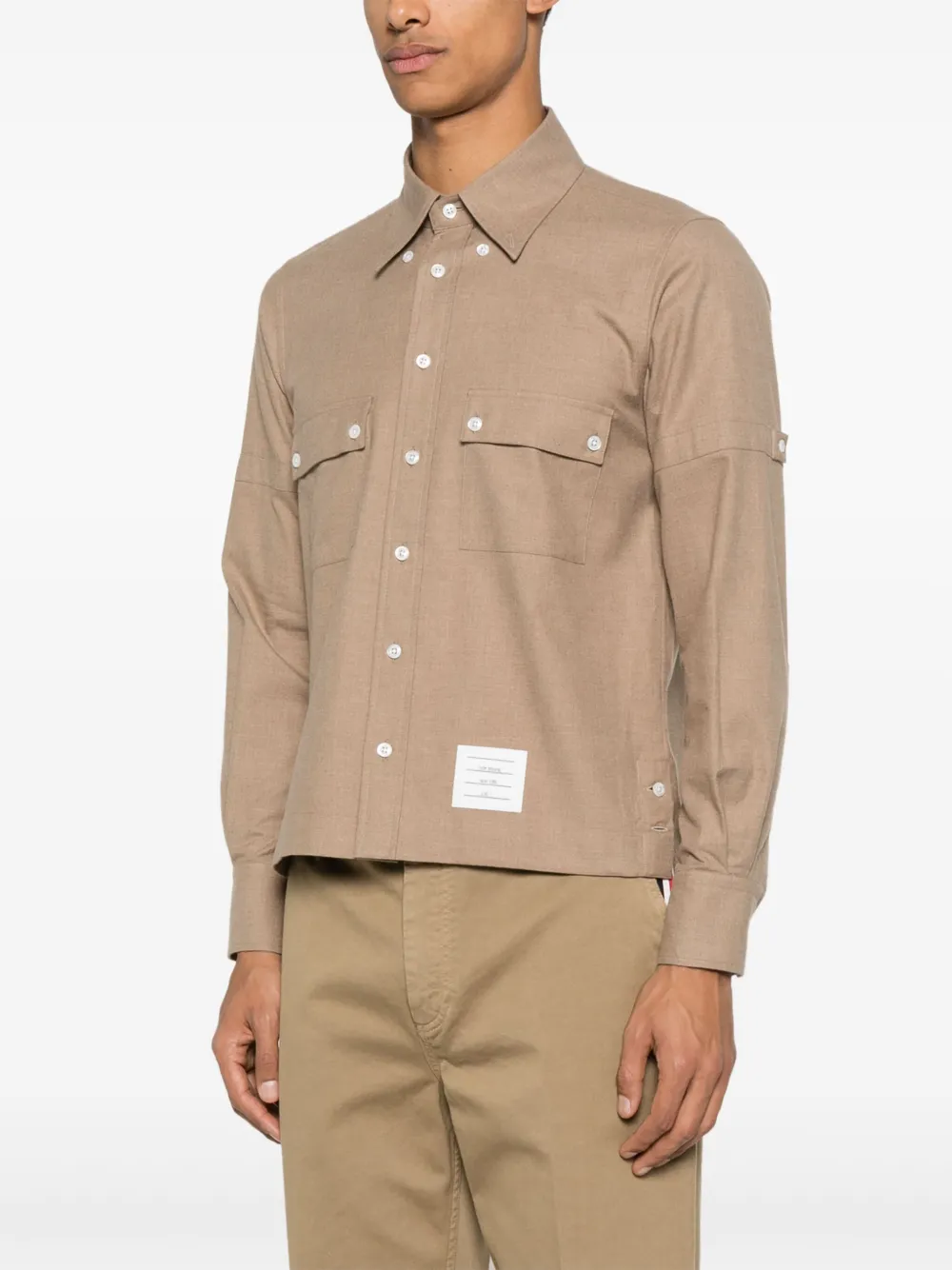 Thom Browne Katoenen flanellen overhemd Bruin