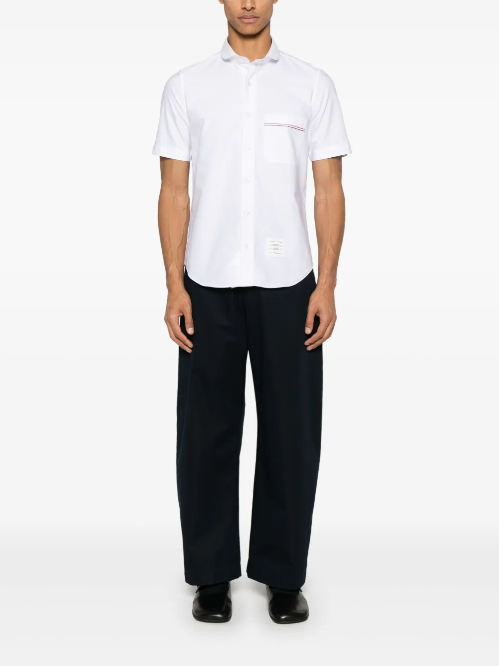 Thom Browne Overhemd met geborduurde sjaalkraag - Wit