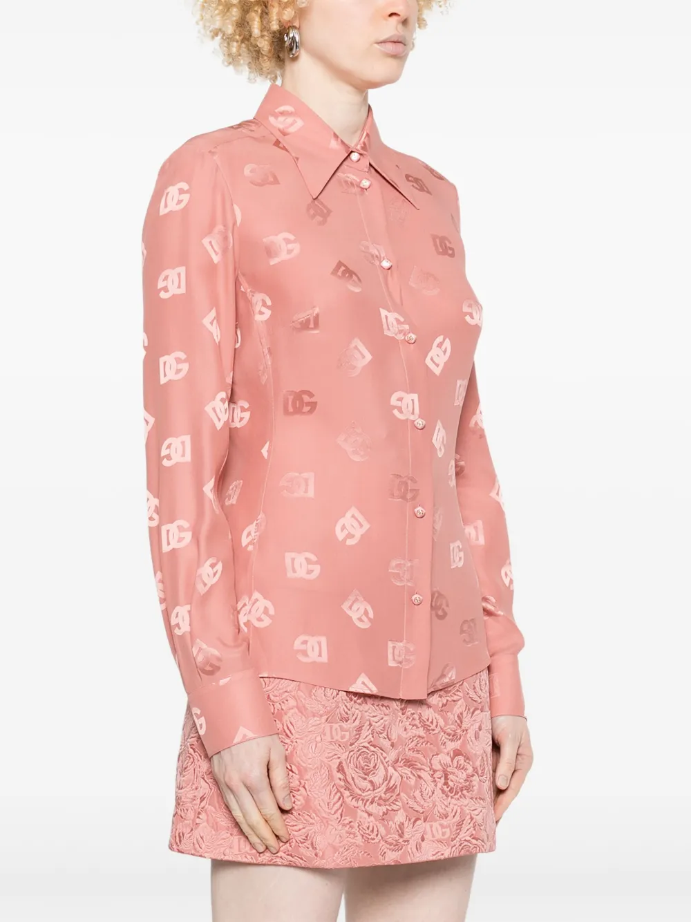 Dolce & Gabbana Blouse met logo jacquard Roze