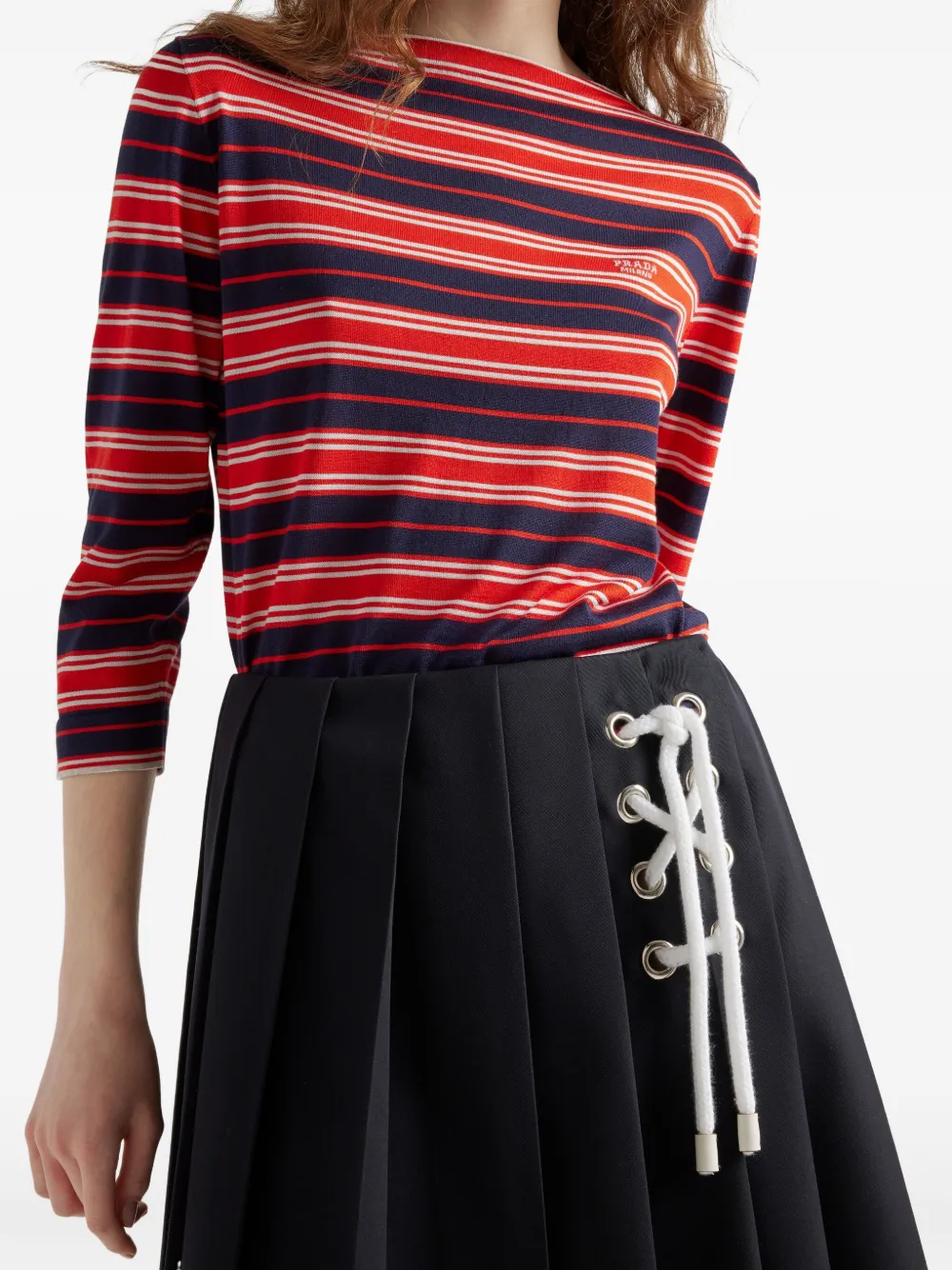 Prada Gestreept T-shirt Rood