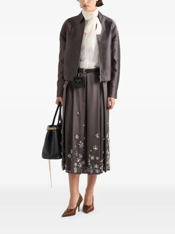 Prada Beaded Skirt | Grey | FARFETCH