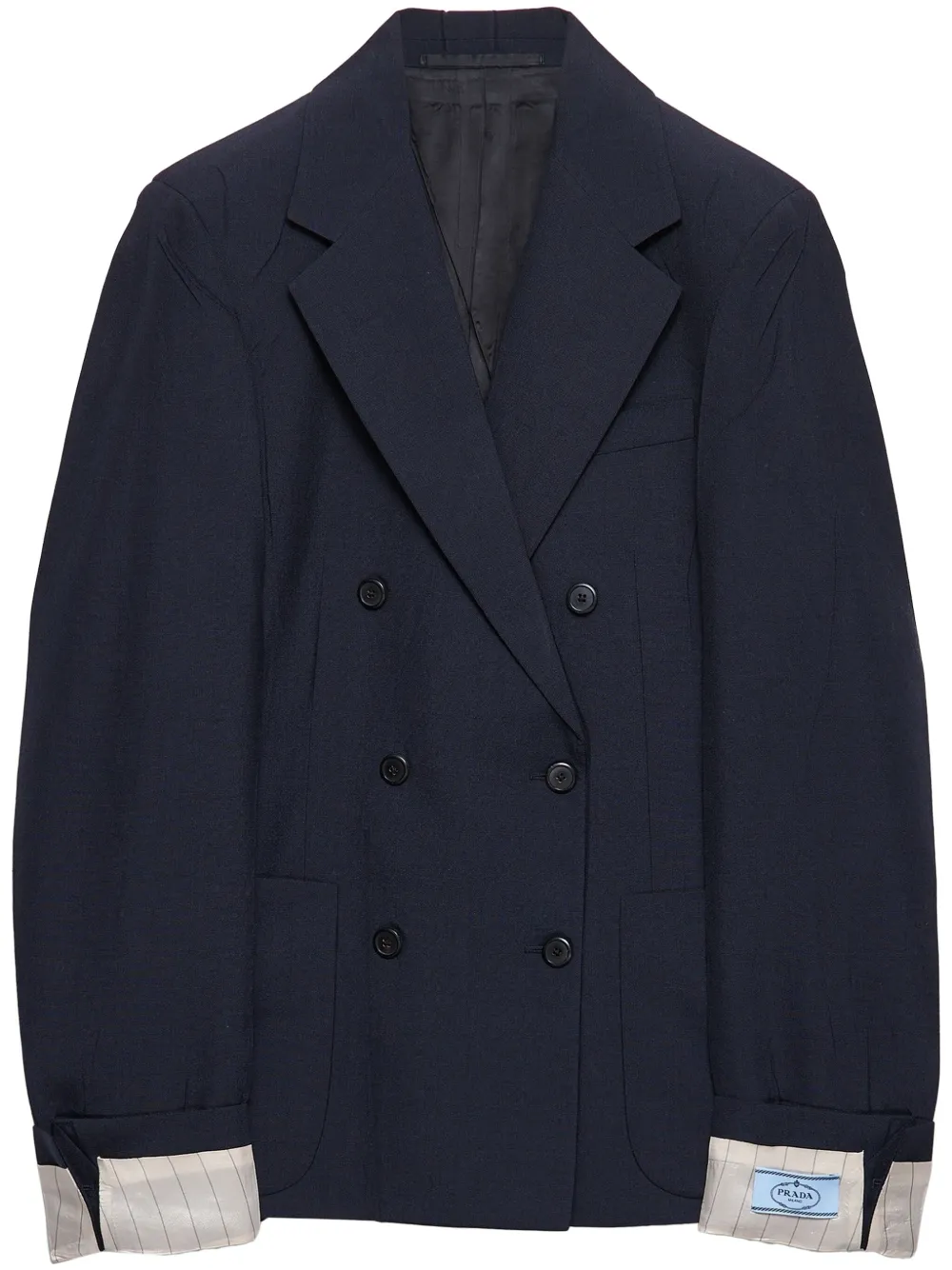 Prada Mohair blazer met dubbele rij knopen Blauw