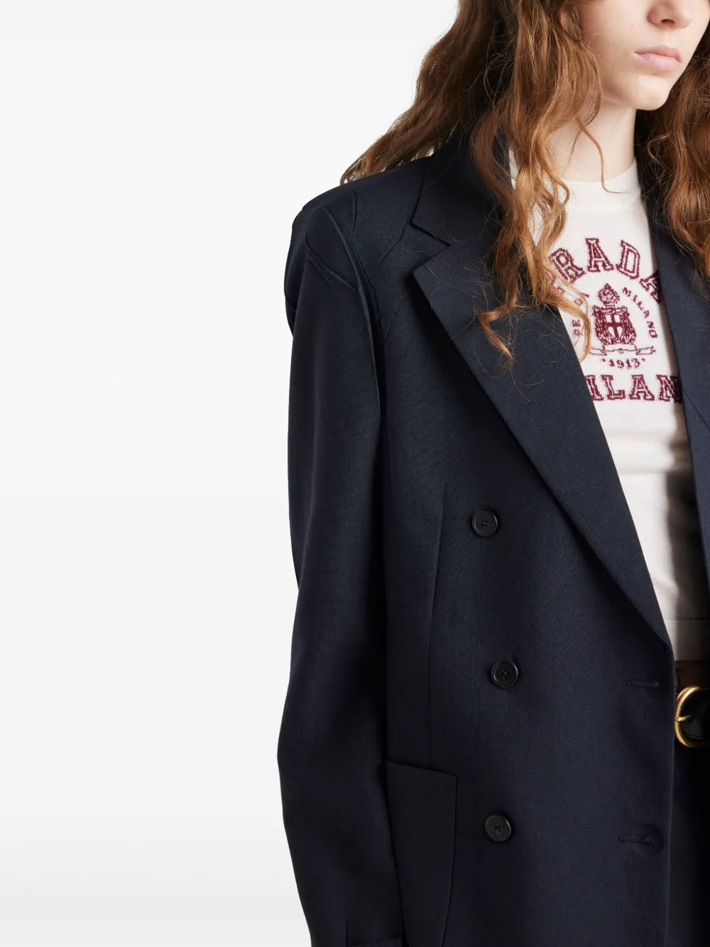 Prada Mohair blazer met dubbele rij knopen Blauw