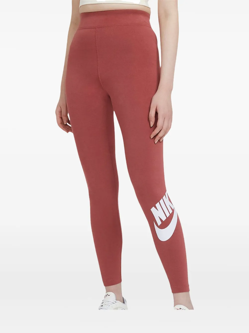 Nike Sportswear Essential "deep Salmon/white" Leggings In 红色