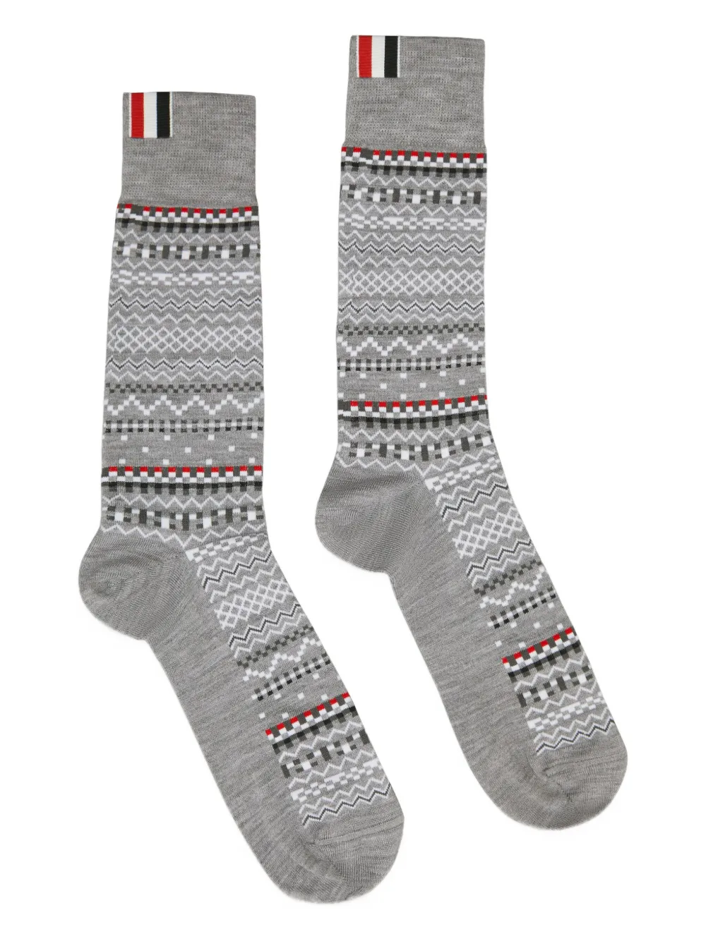 Thom Browne Fairisle Jacquard Socks In Gray