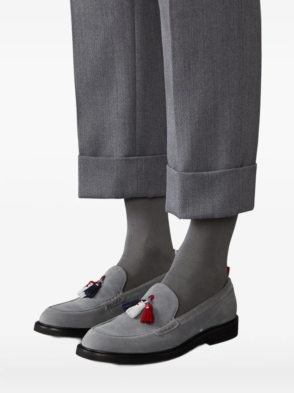 Thom Browne grosgrain loop tab loafers Grijs