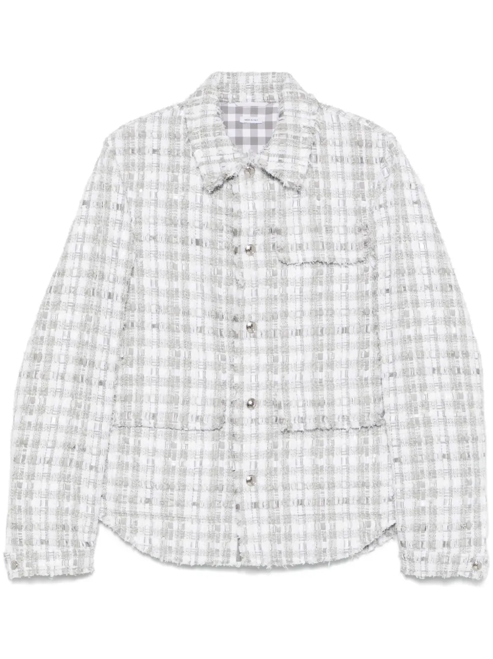 Thom Browne Gingham Tweed Jacket In Gray