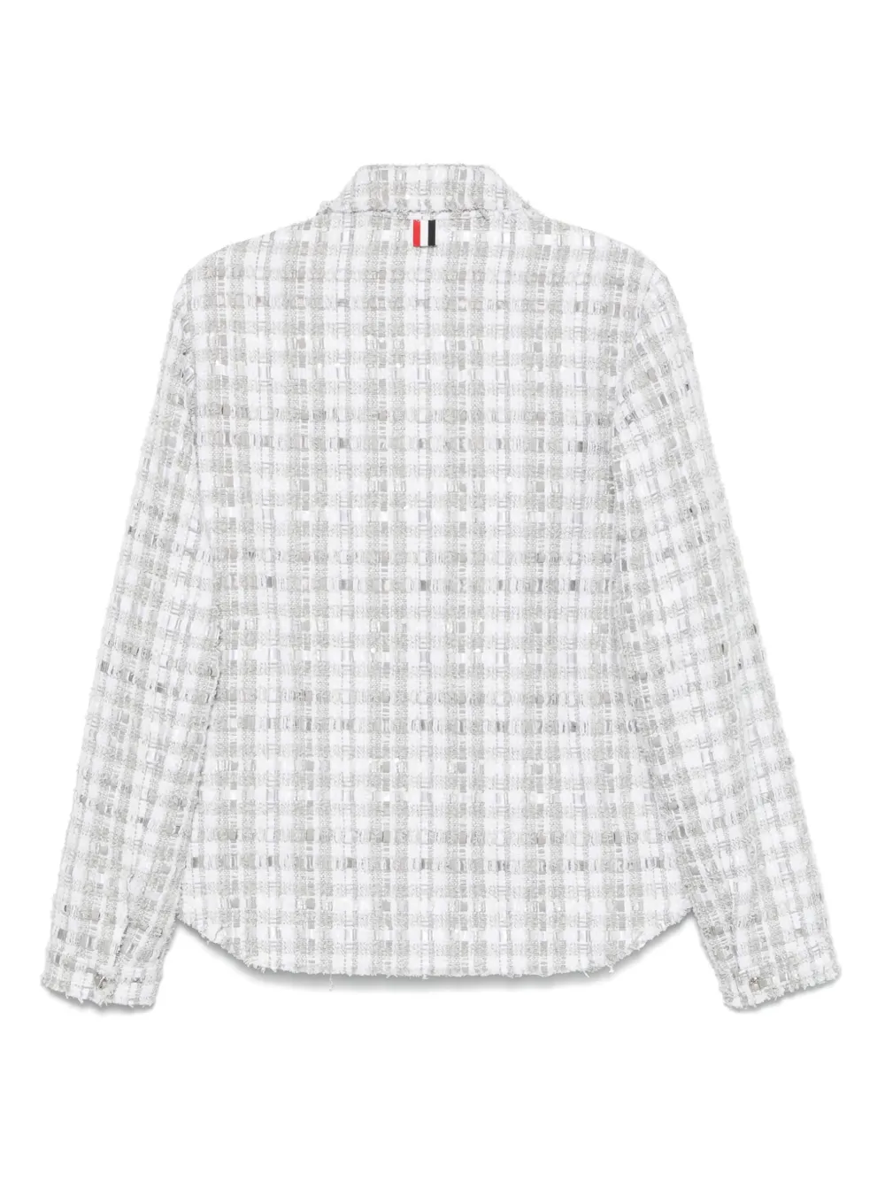 Thom Browne Gingham Tweed Jacket In Gray