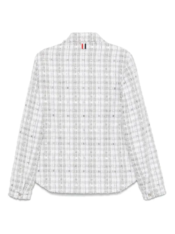 THOM BROWNE. グレー チェック柄 ジャケット Thom Browne チェック ツイードジャケット | グレー | FARFETCH JP